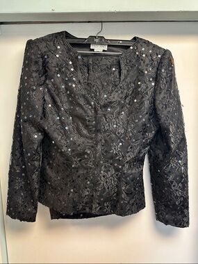 Black Sequin Lace Blazer by St. John